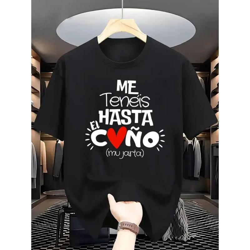 

Європейські розміри Чоловіча літня вільна футболка з круглим вирізом та принтом, універсальний модний топ 4XL чорний