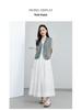 Xin Ge Women's Textured A-line Mid-length Skirt with Elastic Waist - Summer 2026 Collection