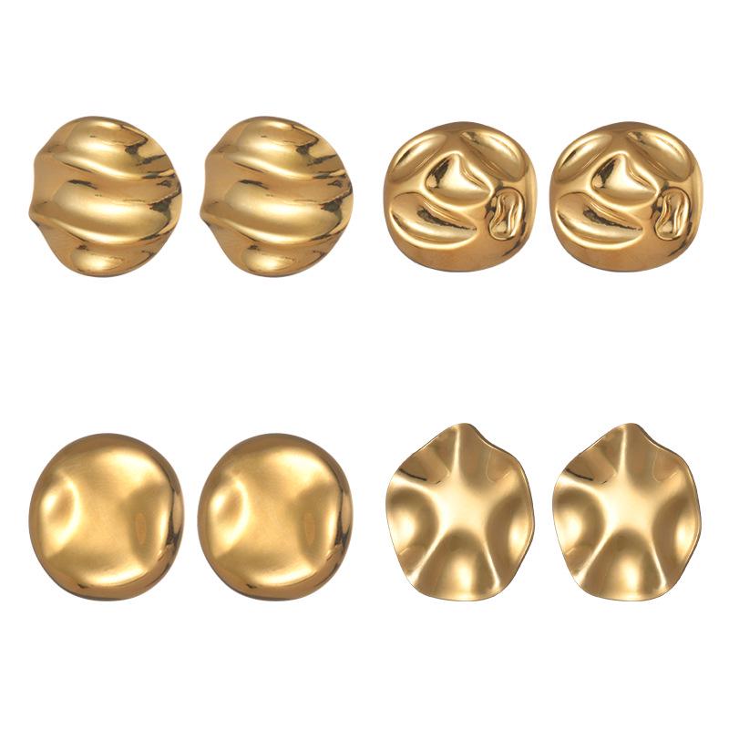

Titanium Steel Round Tag Earrings: European & American High-End Style for Women