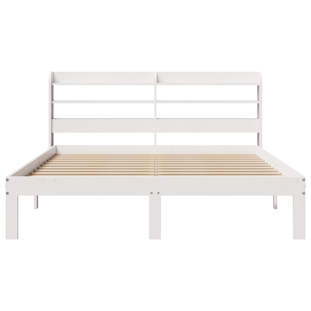 Bed Frame with Headboard Without Mattress White 140 x 190 cm