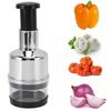 Stainless Steel Manual Food Chopper Hand-Powered Vegetable & Nut Cutter For Onions, Garlic & Fruits - Heavy Duty Kitchen Gadget