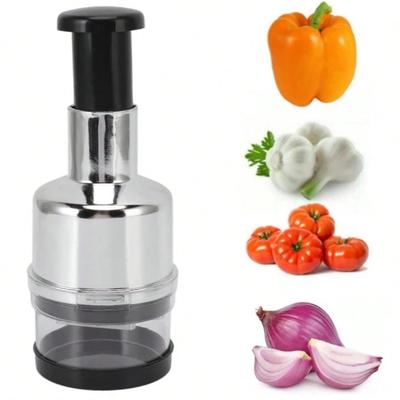 Stainless Steel Manual Food Chopper  Hand-Powered Vegetable & Nut Cutter For Onions, Garlic & Fruits - Heavy Duty Kitchen Gadget
