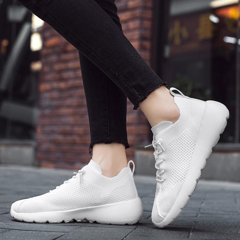 Fashion 2025 New Lightweight Soft-soled Running Shoes for Women Flying Woven Round Head Casual Breathable Mesh Socks Shoes for Men