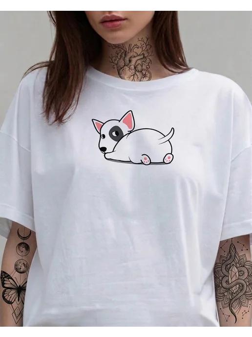 Bull Terrier dog breed T-shirt. Summer print S
