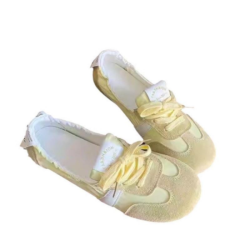 Pantofi de balet francezi de antrenament pentru femei, plat, vară 2024, noi, cu șireturi, respirabili, cu un singur pedal, pantofi albi, pantofi simpli la modă