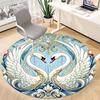 1pc Swan Art Office Round Area Rug, Indoor Mat Suitable ForOffice, Under Office Chairs Bedroom Living Room Home Decor D019