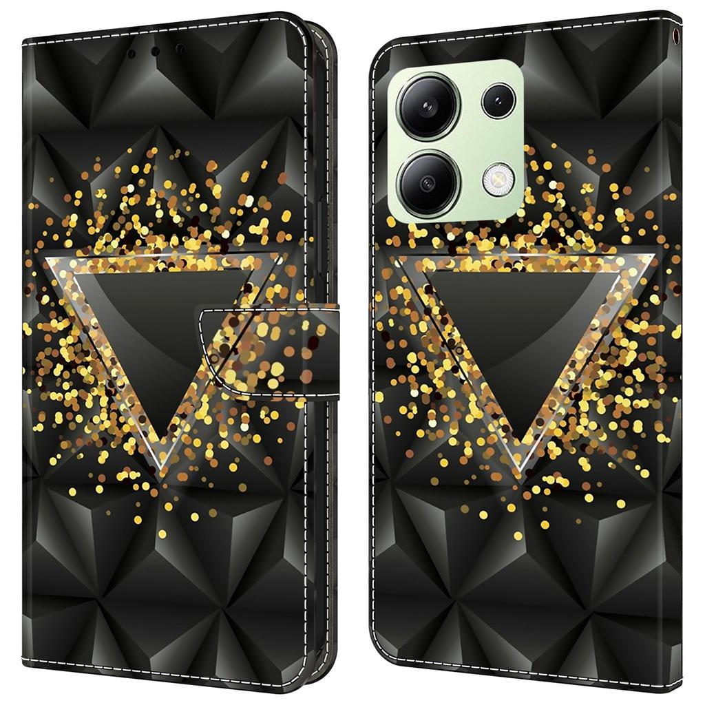 For Xiaomi Redmi Note 13 4G Leather Case Printed Pattern Wallet Stand Phone Cover