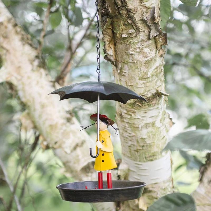 Creative Metal Bird Feeder Anti Rust Durable Hanging Birdfeeder for Wild Birds Backyard Garden Cute Cartoon Bird Fee