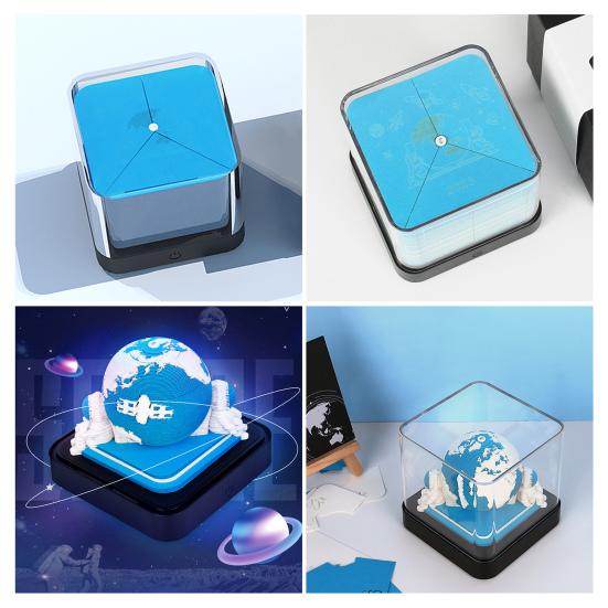 2026 Tidsstycke Kalender 3D Självhäftande Notislappar Bordskalender med LED-ljus Memoblock Konst Veckokalender Pappersskulptur Gåva till Kollega Vän Skrivbord