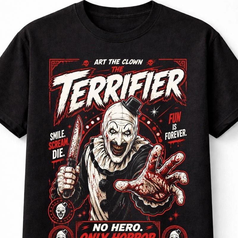 Terrifier Art The Clown Horror Movie Slasher Graphic Unisex TShirt S