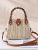 Borsa intrecciata in paglia vintage con manico in bambù, Borsa a tracolla e a mano 2 in 1, Borsa tote bohémien da donna per il pendolarismo