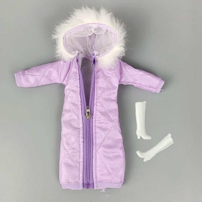 Lila warmer langer Wintermantel für Barbie-Puppen-Outfits, Kleidung, Hoodie, Parka für 1/6 BJD-Puppenjacke, 1:6 Puppenzubehör, Spielzeug