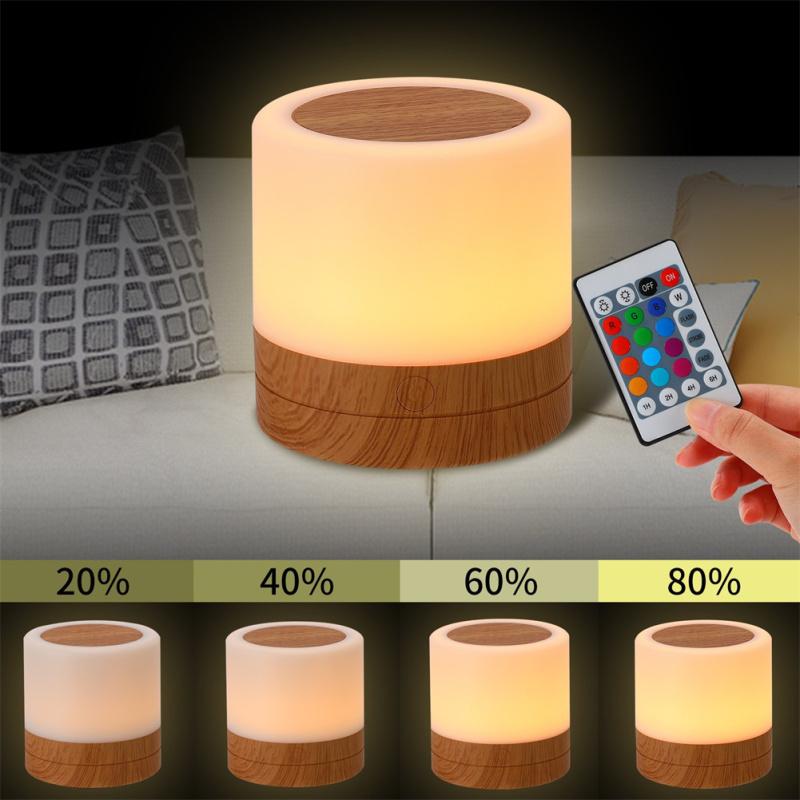 Table Lamp Color Changing Rgb Night Light With Remote Control Touch Sensor Bedside Lamps For Bedroom