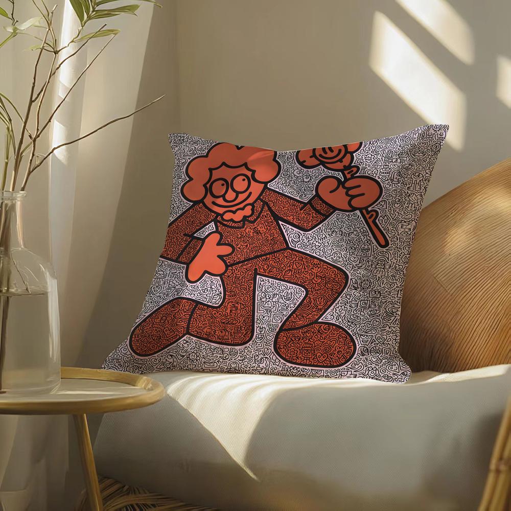 Famous Genius Graffiti Art Mr Doodle Pillow Case Double-Sided Plush Sofa Cushion Covers Organic Breathable Invisible Zipper