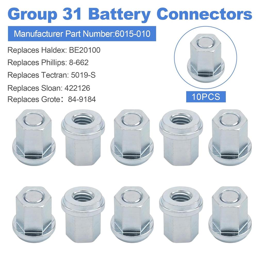 Group 31 Battery Stainless Steel Closed Nut For Standard 3/8" Stud 6015-010 10PCS