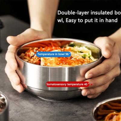 304 Stainless Steel Bowl Household Double-layer Anti-scald Anti-slip Thermal Insulation Bowl 12cm
