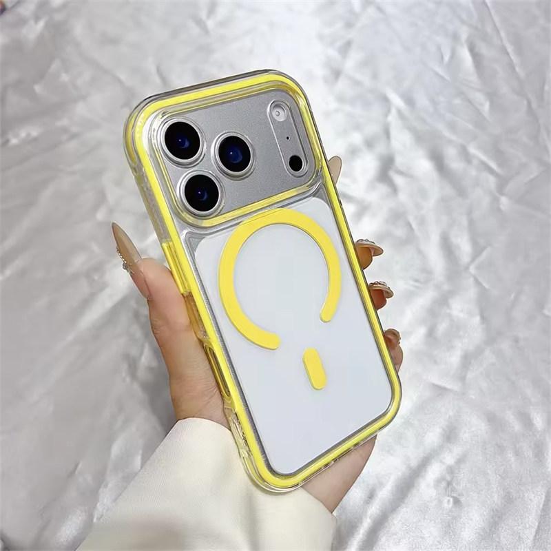 Transparent For Magsafe Soft TPU 2 In 1 Magnetic Case For iPhone 17 16 15 14 13 12 11 Pro Max Plus Air Candy Color Clear Cover