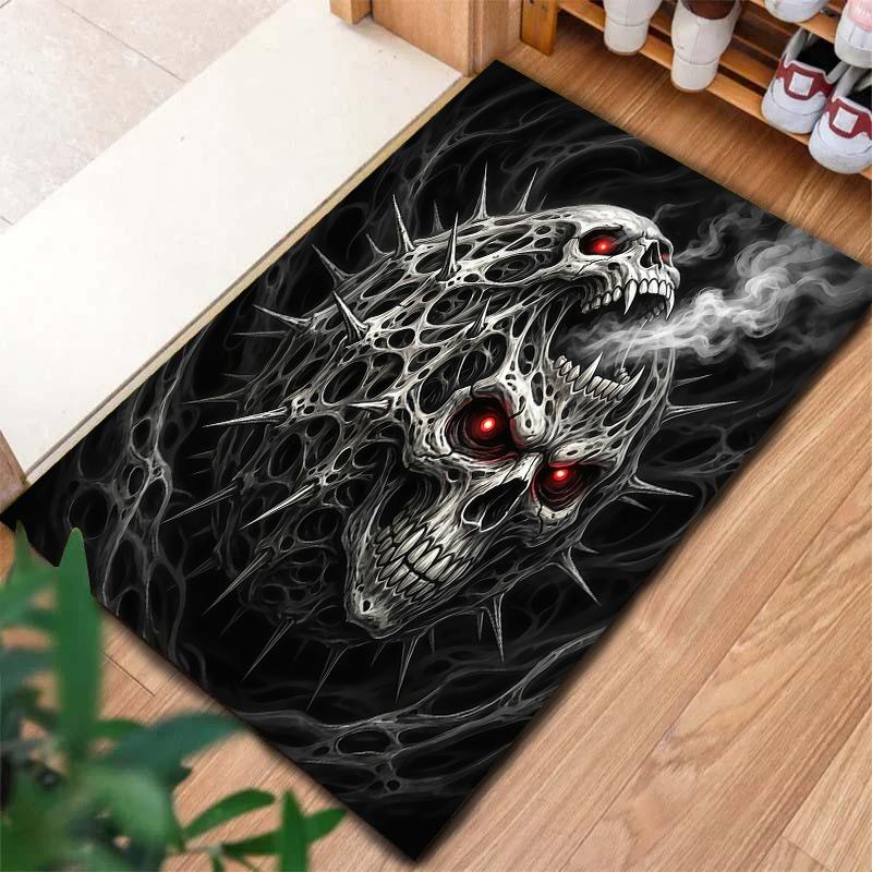 Dark Street Skull Pattern Square Carpet,Area Rug,Carpet Rug for Living Room Bedroom Sofa Playroom Decor,Non-slip Floor Mat,Holiday Birthday Gifts