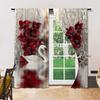 Set Of 2 Digital Printed Window Curtain Swan Flower Pattern Drapes Bedroom Living Room Home Decor Design Curtains Made Polyester Treatment