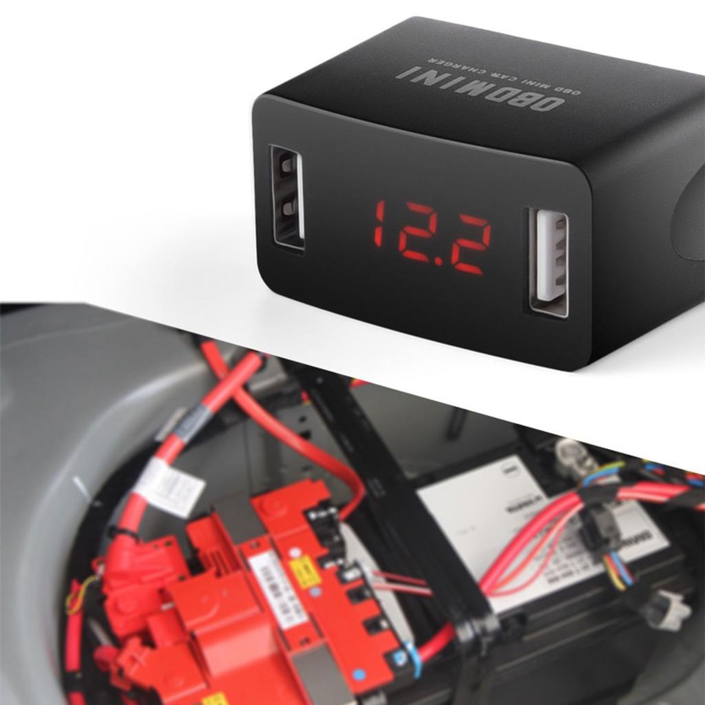 Car Obd Charger with Voltage Monitoring Obd2 Charger Suitable for 12v/ Models Dual Output Usb Interface Fast Charging
