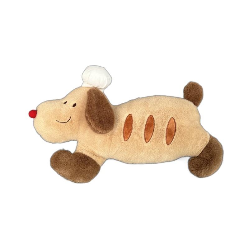 Cute Baguette Puppy Plush Doll Chef Bread Dog Throw Pillow Funny Holiday Gift