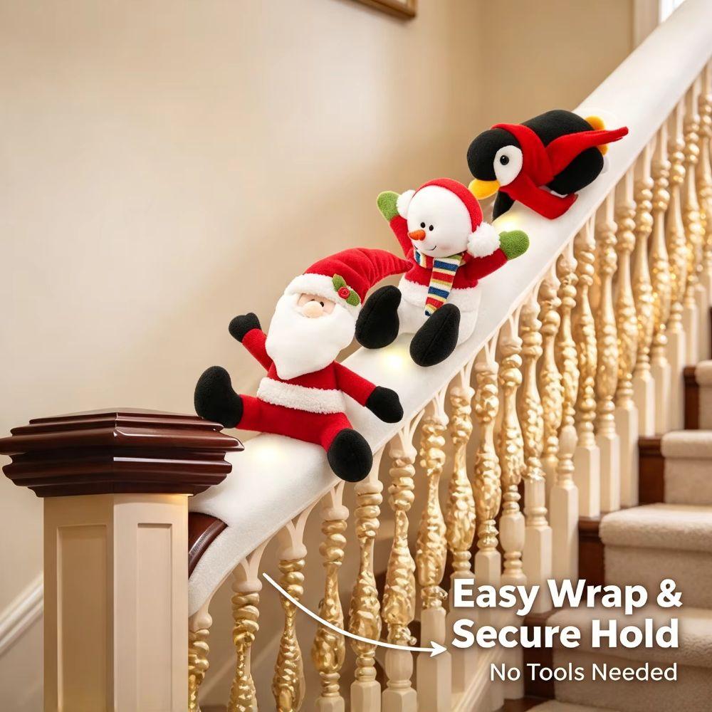 3pcs LED Plush Plush Decoration Set Festive Theme Christmas Banister Ornament  Room Decoration