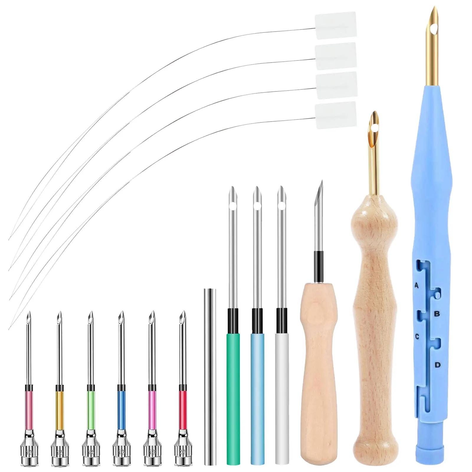 

17Pcs Punch Needle Embroidery Kits Wooden Yarn Clothes Embroidery Pen Crochet Knitting DIY Craft Stitching Sewing Tools