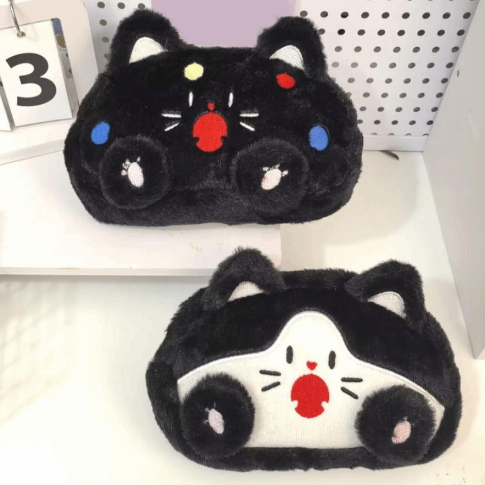 Zabawny Kot Kreskówka Piórnik Kawaii Duża Pojemność Torba do Przechowywania Artykułów Papierniczych Uroczy Puszysty Kot Nadrukowany Piórnik Do Użytku Studenckiego