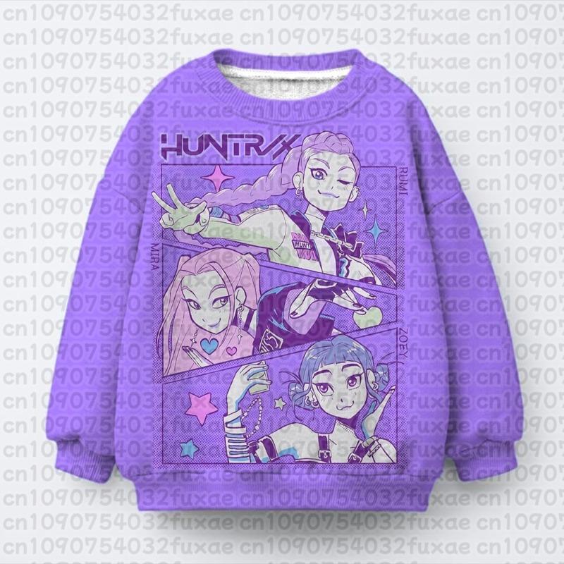 Kpop Demon Hunters Huntrix Print Sweatshirt For Children Autumn Winter Long Sleeve Pullover Casual Oversiezed Kids/Adult Tops