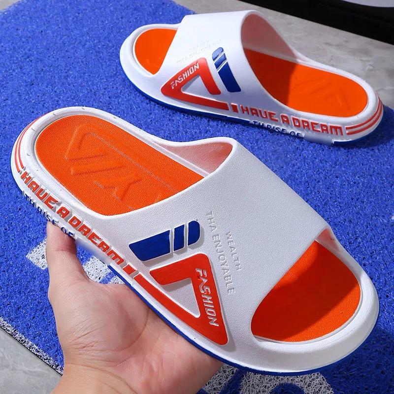 

Пляжные тапочки для улицы, тапочки для пар из ПВХ, летняя мужская обувь, плоские нескользящие сандалии для ванной, модная новинка, мужские шлепанцы 2024 EUR 44-45 оранжевый