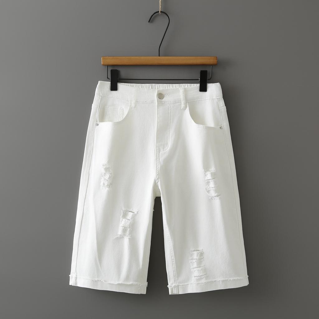 Plus Size Jeans Shorts Pants Women Oversize Loose Casual Cotton Denim Elastic Casual Pants Fashion Hole