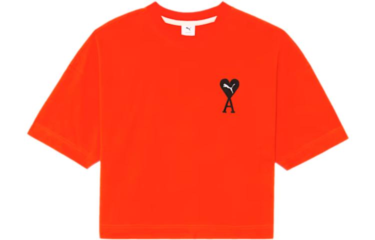 PUMA X ARMY W Graphic T Shirts Women s Orange Crew Neck Moderate Other 534073-95 L