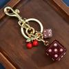 Dice Cherry Keychain Pendant Luxury Bag Pendant Keychain Creative Versatile Backpack Decoration Accessories Gifts