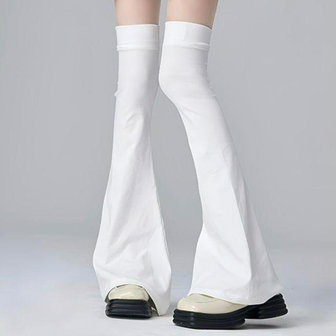 Chaussettes Hautes Lolita Japonaises Harajuku 60cm Longs Jambières Bas pour Femmes Mode Noir Blanc Coton Cache-Bottes Chaussettes