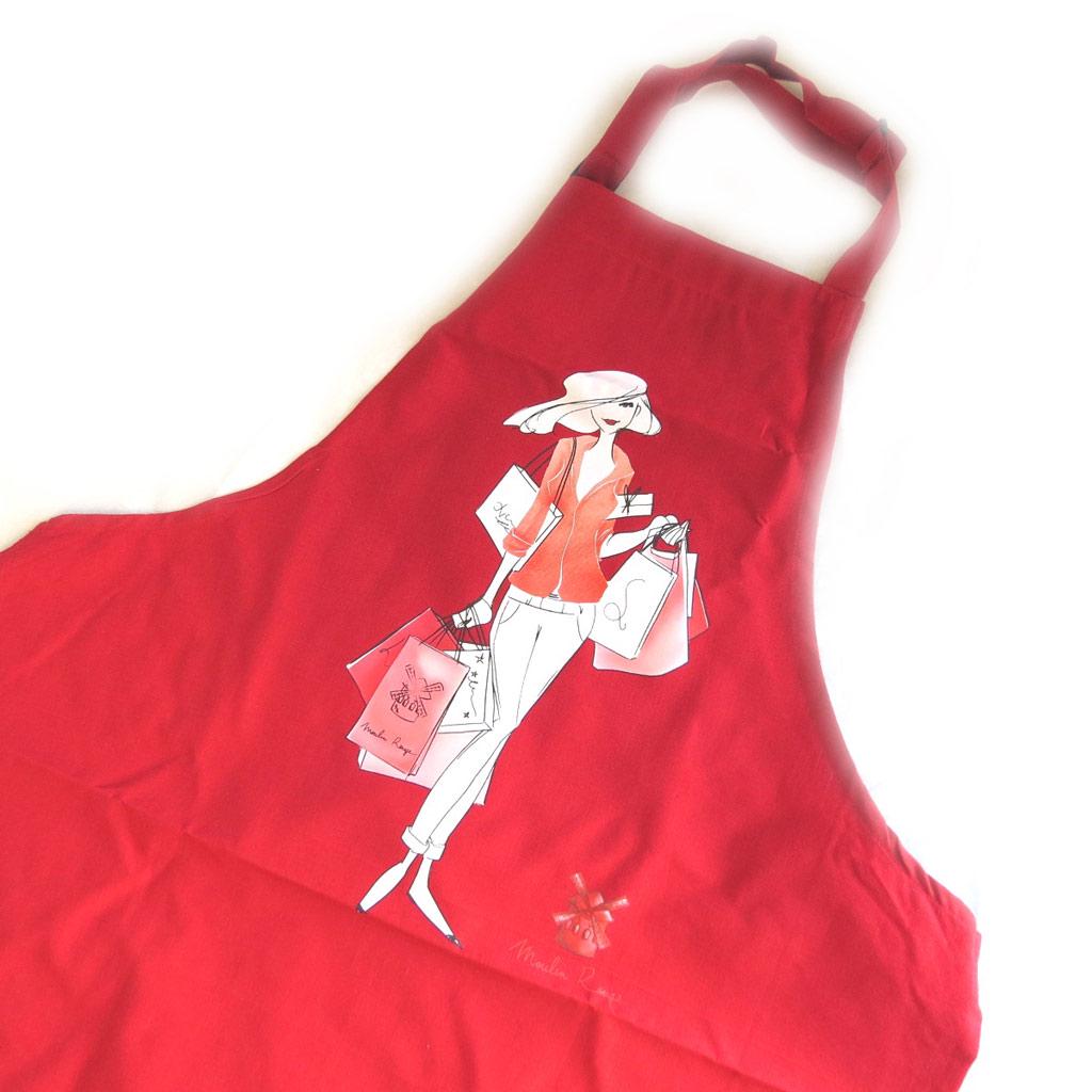 Les Trésors De Lily [M5764] - Designer Apron 'The Parisian At the Moulin Rouge' Red