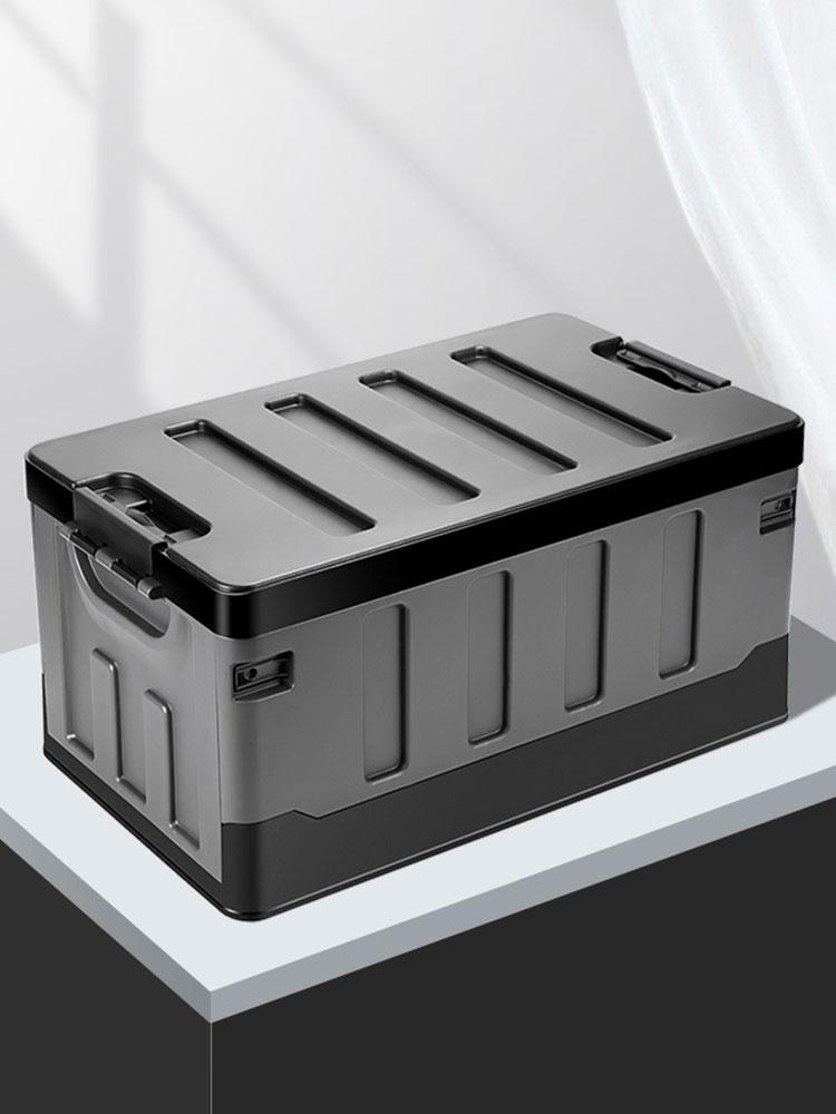 60L Car Trunk Storage Box with Lid & Handles Portable Folding Storage Case Car Trunk Sorting Box for SUV Cars Stowing Tidying