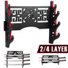 Suporte de Espada de Madeira de 2/4 Camadas Montado na Parede Suporte de Exibição de Espada Samurai Fino Preto Rack de Exibição de Katana para Decoração de Casa Escritório