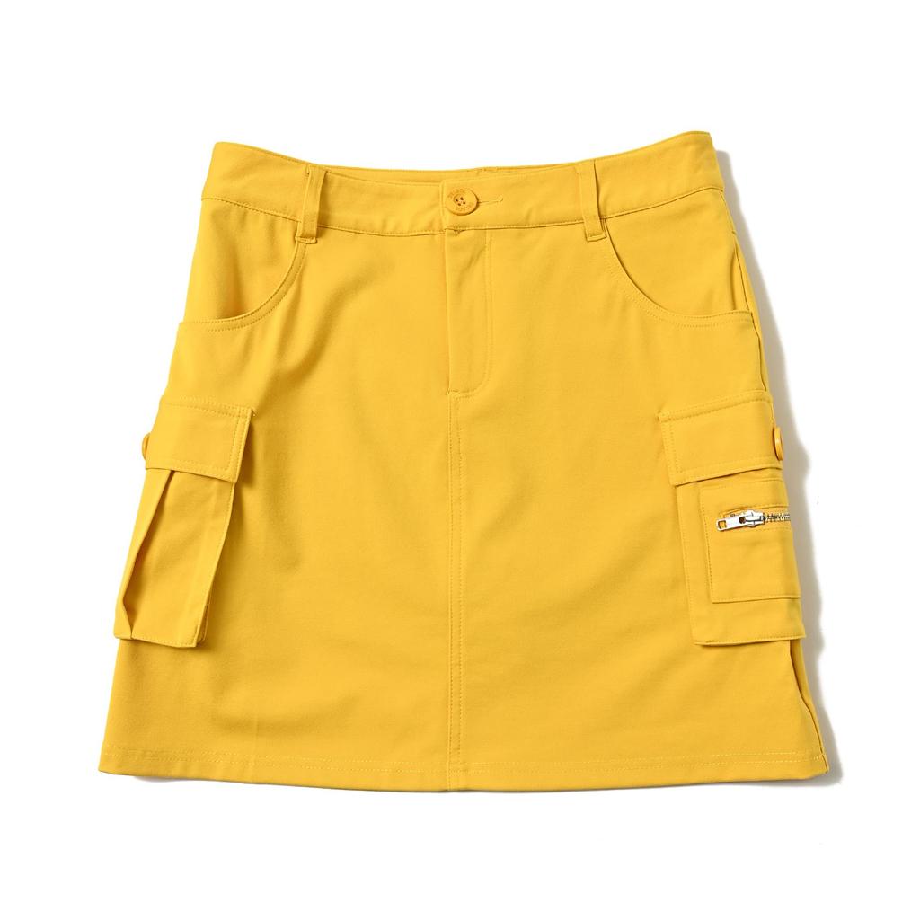 7555 MUS Back Pocket Stretch Cargo Sizes Del Sol Golf Plus Size Skirt, Mustard, M-3L, Golf, Women's Wear, (M)