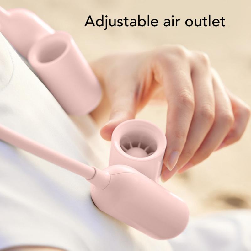 Portable Neck Fan 3 Speeds Battery Operated Wearable Personal Fan USB Rechargeable Strong Wind Quiet Lightweight For Home Office