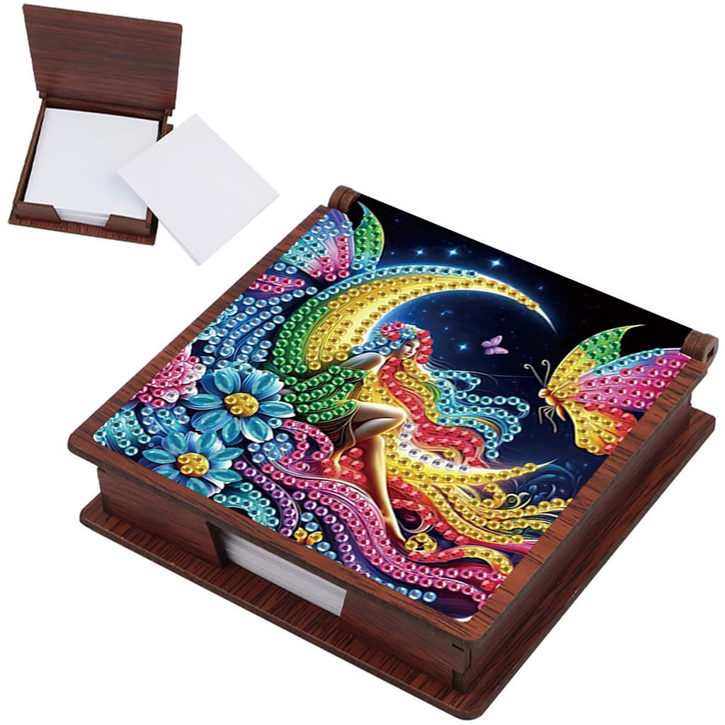 Wooden DIY Sticky Note Holder Diamond Art with 160 Papers Diamond Painting Memo Pad for Home Office and School Supplies