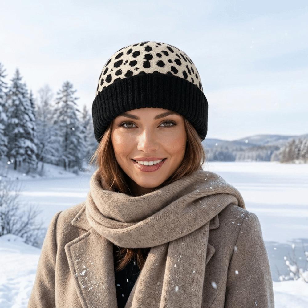 Polka Dot Melon Skin Hat Brimless Painter Hat Personalized Knitted Beanies Cap Men