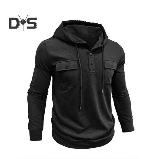 Toamnă, primăvară, pentru bărbați, top cu șnur, buzunare la piept, cu glugă, mâneci lungi, cu glugă, culoare pură, manșetă elastică, de lungime medie, sport casual