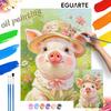 DIY Digital Oil Painting Kit Handpainted oil painting. Cute pig with straw hat. Handmade gift. Home wall decoration.