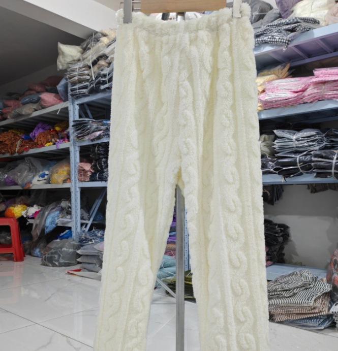 Dámské pyžamové kalhoty z korálového fleecu nadměrné velikosti - Silný, hřejivý flanel na podzim/zimu