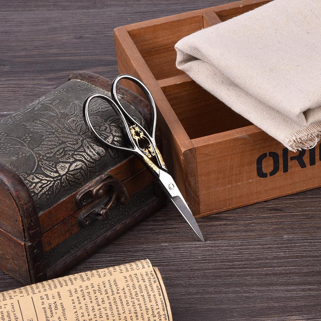 1pc Stainless Steel Tailor Scissors Household   Sewing Accessories(black with gold pattern)