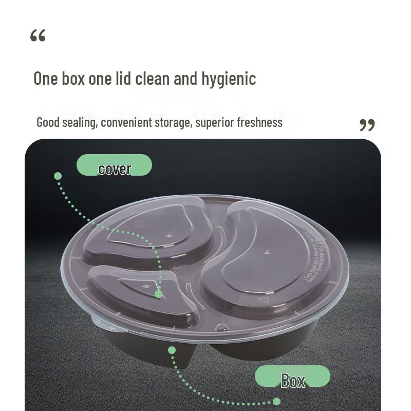 Einweg-Runde Takeout-Behälter mit 3 Fächern