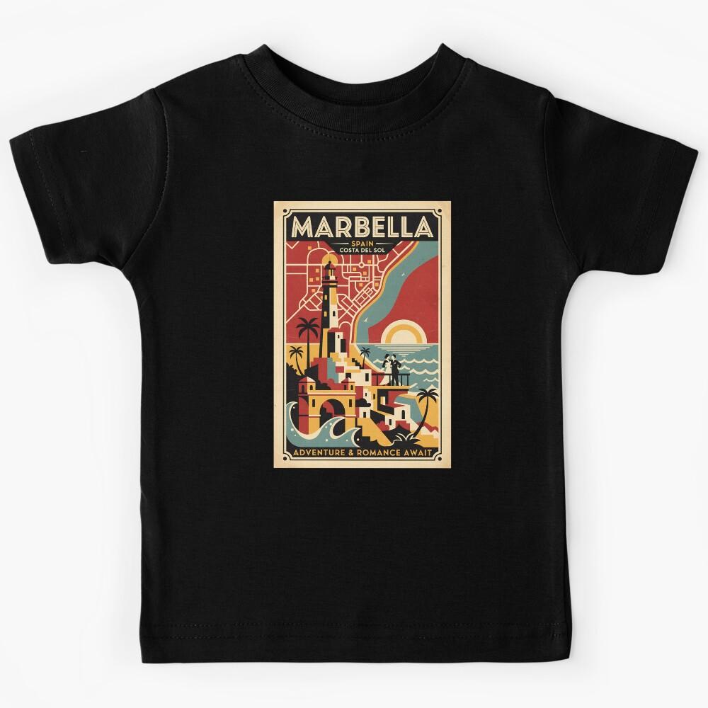 Marbella Spain 1950s Vintage Travel Tourism Kids T-Shirt 120