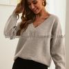 European & American Style Women's Loose V-Neck Knitted Pullover Sweater