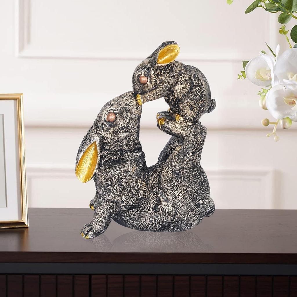Rabbit Statue with Rabbit Baby Playing Showpiece for Home Decor Showpiece Feng Shui Vastu Items for Good Luck