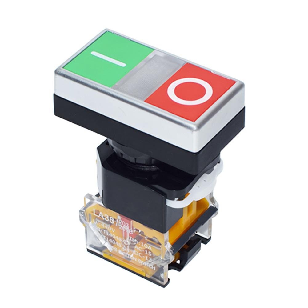 Dual Button Pushbutton Switch LA38 11D RG with LED Indicator 440V 40C to 85C Operating Temp for Industrial Use